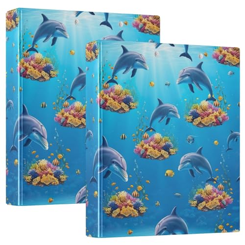 Drei-Ringbuch mit Delfinen, Koralle, bunt, 3,8 cm, flexibler D-Ringordner mit Taschen, 3 Ringbücher für Schule, Uni, Büro, 3,8 cm Drei-Ringbuch mit Delfinen, Koralle, bunt, 3,8 cm, flexibler D-Ringordner mit Taschen, 3 Ringbücher für Schule, Uni, Büro, 3,8 cm von RPLIFE
