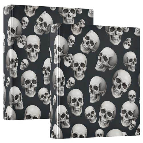 Drei-Ringbuch mit Totenköpfen, 3,8 cm, flexibles D-Ringbuch mit Taschen, 3-Ringbücher für Schule, Uni, Büro Drei-Ringbuch mit Totenköpfen, 3,8 cm, flexibles D-Ringbuch mit Taschen, 3-Ringbücher für Schule, Uni, Büro von RPLIFE