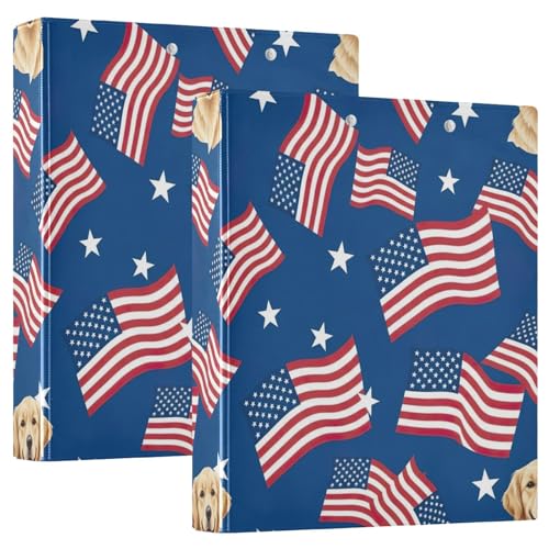 Drei-Ringbuch mit amerikanischer Flagge, 3,8 cm, flexibler D-Ringordner mit Taschen, 3-Ringbücher für Schule, Uni, Büro von RPLIFE