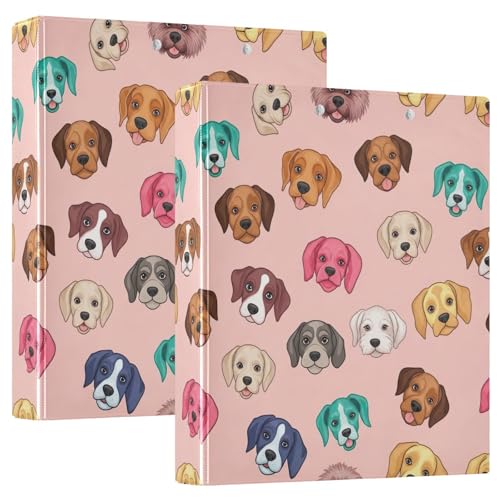 Drei-Ringbuch mit buntem Hund, 3,8 cm, flexibler D-Ringordner mit Taschen, 3 Ringbücher für Schule, Uni, Büro, Rosa Drei-Ringbuch mit buntem Hund, 3,8 cm, flexibler D-Ringordner mit Taschen, 3 Ringbücher für Schule, Uni, Büro, Rosa von RPLIFE