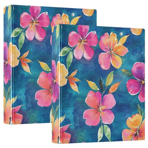 Drei-Ringbuch mit bunten Blumen, 3,8 cm, flexible D-Ringbücher mit Taschen, 3 Ringbücher für Schule, Uni, Büro, 2 Stück von RPLIFE
