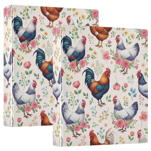 Drei-Ringbuch mit bunten Hühnern, 3,8 cm, flexibler D-Ringordner mit Taschen, 3 Ringbücher für Schule, Uni, Büro, 3,8 cm Drei-Ringbuch mit bunten Hühnern, 3,8 cm, flexibler D-Ringordner mit Taschen, 3 Ringbücher für Schule, Uni, Büro, 3,8 cm von RPLIFE
