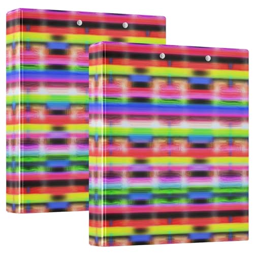 Drei-Ringbuch mit bunten Neonstreifen, 3,8 cm, flexibler D-Ringordner mit Taschen, 3-Ringbücher für Schule, Uni, Büro von RPLIFE