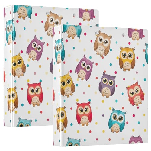 Drei-Ringbuch mit niedlichen bunten Eulen, 3,8 cm, flexibler D-Ringordner mit Taschen, 3-Ringbücher für Schule, Uni, Büro, 2 Stück Drei-Ringbuch mit niedlichen bunten Eulen, 3,8 cm, flexibler D-Ringordner mit Taschen, 3-Ringbücher für Schule, Uni, Büro, 2 Stück von RPLIFE