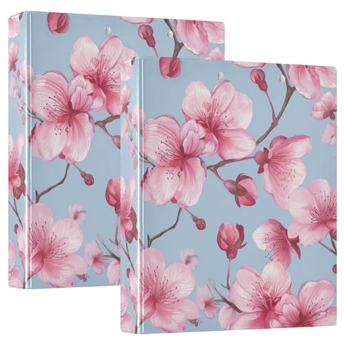 Drei-Ringbuch mit rosa Kirschblüten, 3,8 cm, flexibler D-Ringordner mit Taschen, 3-Ringbücher für Schule, Uni, Büro (2 Stück) von RPLIFE
