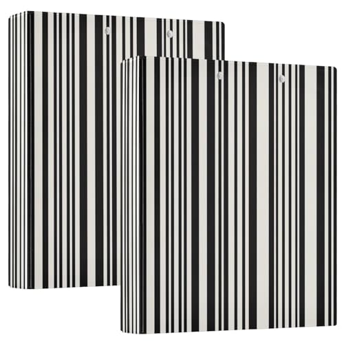 Drei-Ringbuch mit schwarzen weißen Streifen, flexibler D-Ringordner mit Taschen, 3-Ringbücher für Schule, Uni, Büro von RPLIFE