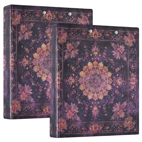 Dunkelviolettes Mandala-3-Ringbuch, 3,8 cm, flexibler D-Ringordner mit Taschen, 3-Ringbücher für Schule, Uni, Büro von RPLIFE