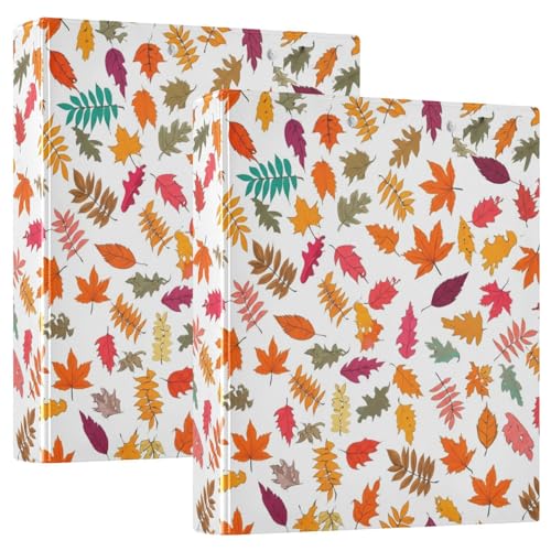 Fall Leaves Orange White 3-Ringbuch, flexible D-Ringbücher mit Taschen, 3-Ringbücher für Schule, Uni, Büro von RPLIFE