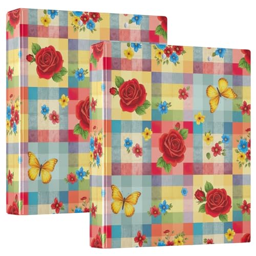 Farbige Quadrate, Blumenmuster, 3,8 cm, 3-Ringbuch, flexibler D-Ringordner mit Taschen, 3-Ringbücher für Schule, Uni, Büro Farbige Quadrate, Blumenmuster, 3,8 cm, 3-Ringbuch, flexibler D-Ringordner mit Taschen, 3-Ringbücher für Schule, Uni, Büro von RPLIFE