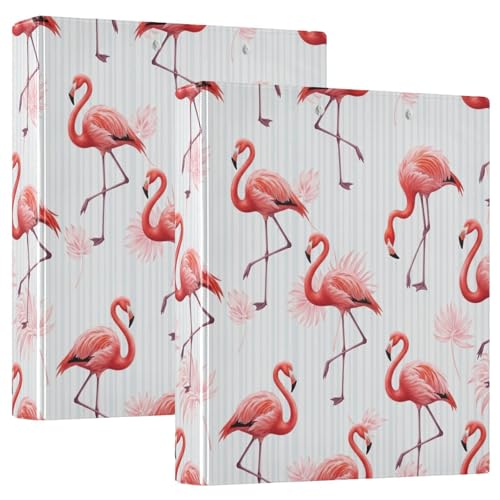 Flamingos Ringbuch mit drei Ringen, 3,8 cm, flexibles D-Ringbuch mit Taschen, 3-Ringbücher für Schule, Uni, Büro, 2 Stück von RPLIFE
