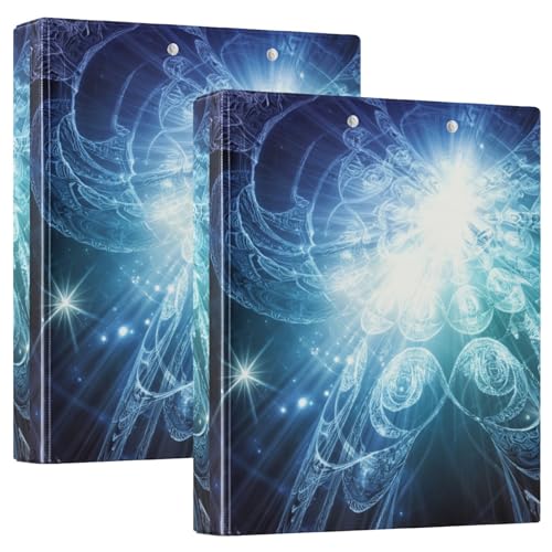 Galactic Bloom Blue 3,8 cm 3-Ringbuch, flexibler D-Ringordner mit Taschen, 3-Ringbücher für Schule, Uni, Büro (2 Stück) von RPLIFE