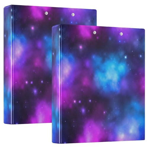 Galaxy 3-Ringbuch mit Klemmbrett, 3,8 cm, groß, 3 Ordner, für Schule, Uni, Büro, Violett, Blau, 2 Stück von RPLIFE