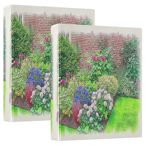 Garden Blooming Flowers Drei-Ringbuch, flexibler D-Ringordner mit Taschen, 3-Ringbücher für Schule, Uni, Büro (2 Stück) von RPLIFE