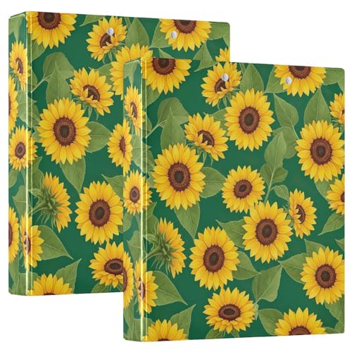Gelbe Sonnenblumen-Blütenblätter, 3-Ringbuch, D-Ringbuch mit Klemmbrett, große 3 Ordner für Schule, Uni, Büro (2 Stück) von RPLIFE