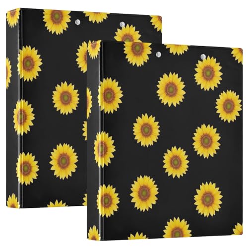 Gelbe Sonnenblumen-schwarze Drei-Ringbuch, 3,8 cm, flexibler D-Ringordner mit Taschen, 3-Ringbücher für Schule, Uni, Büro Gelbe Sonnenblumen-schwarze Drei-Ringbuch, 3,8 cm, flexibler D-Ringordner mit Taschen, 3-Ringbücher für Schule, Uni, Büro von RPLIFE