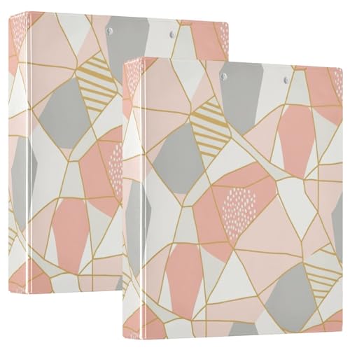 Geometrische goldene Linien, Pastellfarben, 3,8 cm, 3-Ringbuch, D-Ringbuch mit Taschen, dekorative Ordner für Schule, Uni oder Büro, 2 Stück von RPLIFE