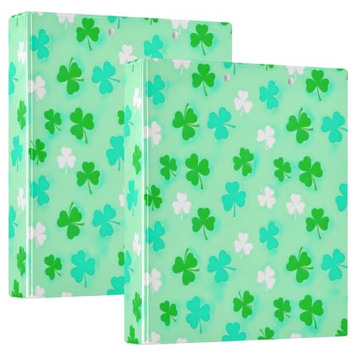 Green Clover Ringbuch mit 3 Ringen, 3,8 cm, flexibler D-Ringordner mit Taschen, 3-Ringbücher für Schule, Uni, Büro (2 Stück) von RPLIFE