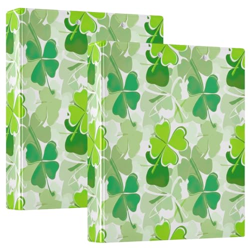 Green Clovers 3-Ringbuch, D-Ringbuch mit Klemmbrett, groß, 3 Ordner für Schule, Uni, Büro (2 Stück) von RPLIFE