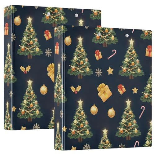 Grüne Weihnachtsbäume Drei-Ringbuch, flexibler D-Ringordner mit Taschen, 3-Ringbücher für Schule, Uni, Büro (2 Stück) von RPLIFE
