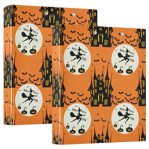 Halloween Haunted Houses 3-Ringbuch, Flexible D-Ringbücher mit Taschen, 3-Ringbücher für Schule, Uni, Büro von RPLIFE
