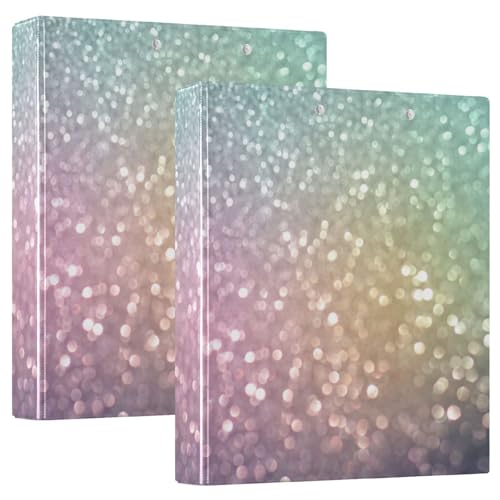 Helles Glitzer-3-Ringbuch, D-Ringbuch, großer Ordner, 3-Ringbuch mit Taschen, Büroordner (2 Stück) von RPLIFE
