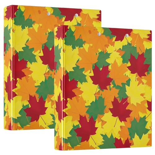 Herbst-Ahornblätter-Drei-Ringbuch, flexibler D-Ringordner mit Taschen, 3-Ringbücher für Schule, Uni, Büro (2 Stück) von RPLIFE
