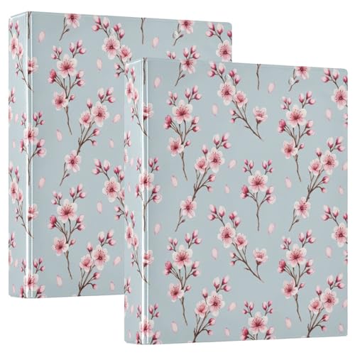 Kirschblüten-Drei-Ringbuch, flexibler D-Ringordner mit Taschen, 3-Ringbücher für Schule, Uni, Büro von RPLIFE