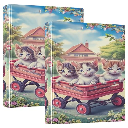 Kittens Wagon Drei-Ringbuch, 3,8 cm, D-Ringbuch mit Taschen, dekorative Ordner für Schule, Uni oder Büro, 2 Stück Kittens Wagon Drei-Ringbuch, 3,8 cm, D-Ringbuch mit Taschen, dekorative Ordner für Schule, Uni oder Büro, 2 Stück von RPLIFE