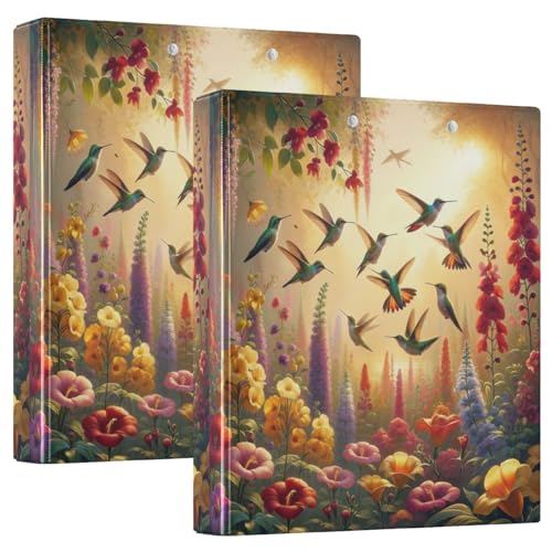 Kolibri-Garten-Drei-Ringbuch, flexibler D-Ringordner mit Taschen, 3-Ringbücher für Schule, Uni, Büro (2 Stück) von RPLIFE