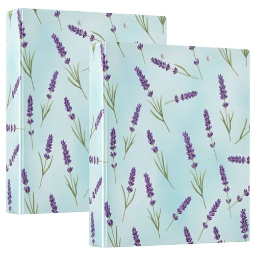 Lavendelblüten lila Blüten Drei-Ringbuch 3,8 cm, D-Ringbuch mit Klemmbrett, große 3 Ordner für Schule, Uni, Büro (2 Stück) von RPLIFE