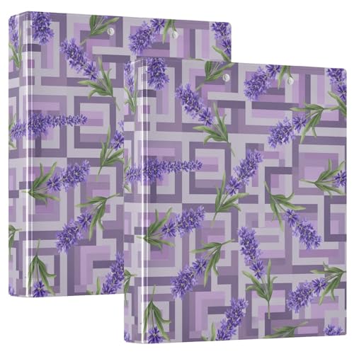 Lavendelblumen, 3,8 cm, 3-Ringbuch, D-Ringbuch mit Klemmbrett, große 3 Ordner für Schule, Uni, Büro (2 Stück) von RPLIFE