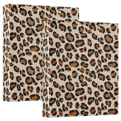 Leopardenmuster, Beige, 3,8 cm, 3-Ringbuch, flexibler D-Ringordner mit Taschen, 3-Ringbücher für Schule, Uni, Büro von RPLIFE