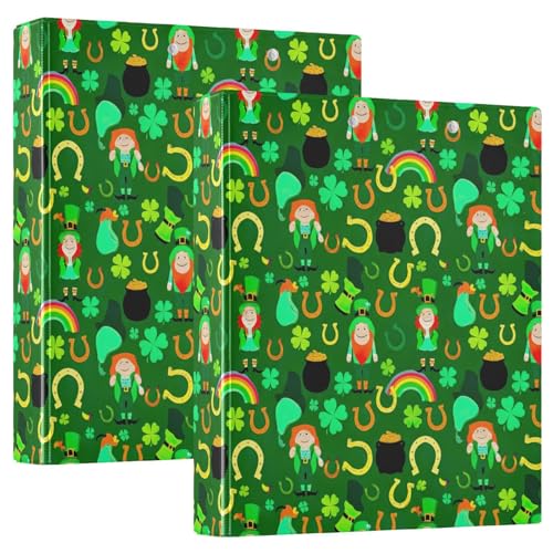 Leprechauns Green 3-Ringbuch 1,5 Zoll, flexibler D-Ringordner mit Taschen, 3-Ringbücher für Schule, Uni, Büro von RPLIFE