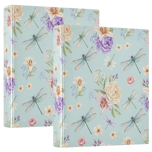 Libellen-Drei-Ringbuch, 3,8 cm, flexible D-Ringbücher mit Taschen, 3-Ringbücher für Schule, Uni, Büro, 2 Stück Libellen-Drei-Ringbuch, 3,8 cm, flexible D-Ringbücher mit Taschen, 3-Ringbücher für Schule, Uni, Büro, 2 Stück von RPLIFE
