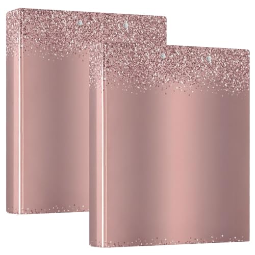 Minimalistisches Drei-Ringbuch in Roségold, metallisch, 3,8 cm, flexibler D-Ringordner mit Taschen, 3-Ringbücher für Schule, Uni, Büro (2 Stück) von RPLIFE