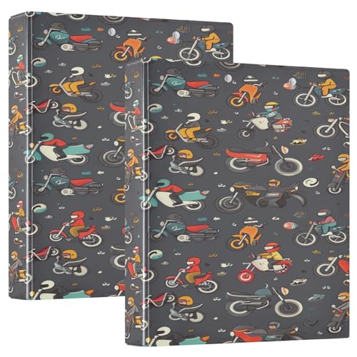 Motorrad Drei-Ringbuch, Flexibler D-Ringordner mit Taschen, 3-Ringbücher für Schule, Uni, Büro von RPLIFE