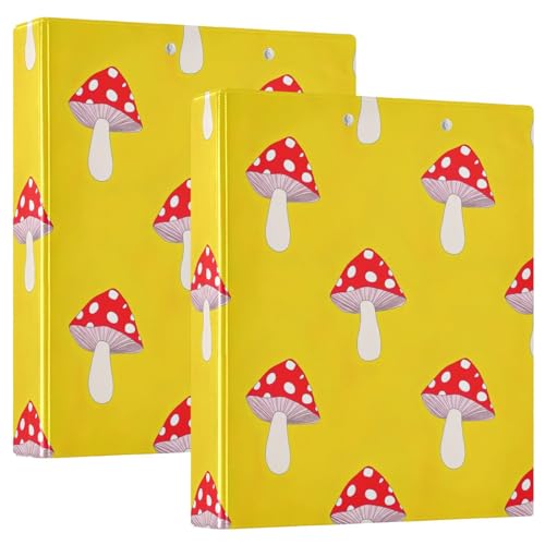 Mushrooms 3-Ring-Ordner, flexible D-Ringbücher mit Taschen, 3-Ringbücher für Schule, Uni, Büro (2 Stück) von RPLIFE