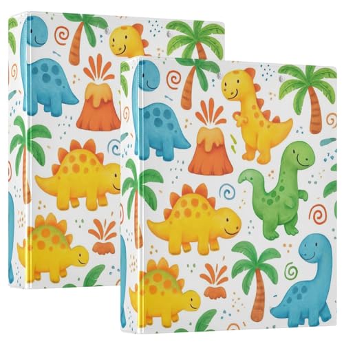 Niedliche Cartoon-Dinosaurier-Drei-Ringbuch, 3,8 cm, flexible D-Ringbücher mit Taschen, 3-Ringbücher für Schule, Uni, Büro, Weiß, 2 Stück Niedliche Cartoon-Dinosaurier-Drei-Ringbuch, 3,8 cm, flexible D-Ringbücher mit Taschen, 3-Ringbücher für Schule, Uni, Büro, Weiß, 2 Stück von RPLIFE