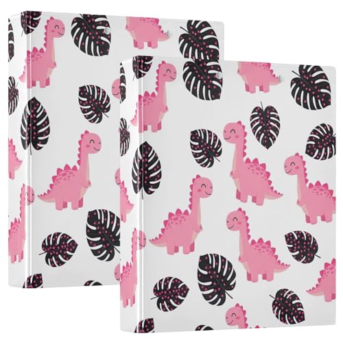 Niedliche Dinosaurier-Drei-Ringbuch, 3,8 cm, flexibler D-Ringordner mit Taschen, 3-Ringbücher für Schule, Uni, Büro, 2 Stück von RPLIFE