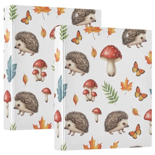 Niedliche Igel Herbst 3 Ringbuch, D-Ringbuch mit Klemmbrett, 3 große Ordner für Schule, Uni, Büro, 3,8 cm (2 Stück) von RPLIFE