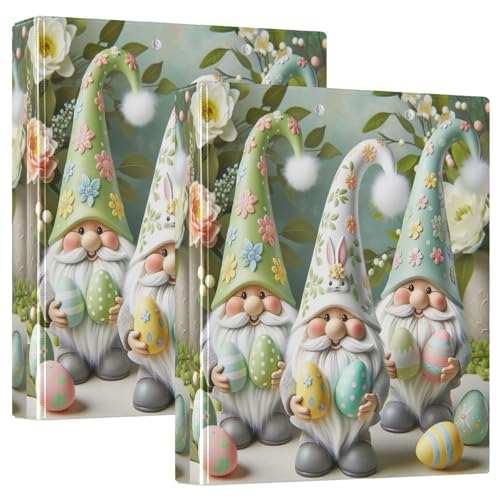 Niedliche Oster-Zwerge, 3,8 cm, 3-Ringbuch, flexibler D-Ringordner mit Taschen, 3-Ringbücher für Schule, Uni, Büro von RPLIFE