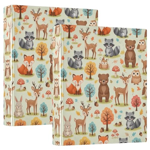 Niedliche Waldtiere, Füchse, 3,8 cm, 3-Ringbuch, D-Ringbuch mit Taschen, dekorative Ordner für Schule, Uni oder Büro, 2 Stück von RPLIFE
