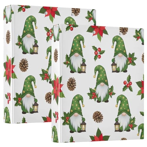 Niedliche Weihnachtswichtel, grüne Hüte, 3,8 cm, 3-Ringbuch, D-Ringordner mit Klemmbrett, große 3 Ordner für Schule, Uni, Büro, 2 Stück von RPLIFE
