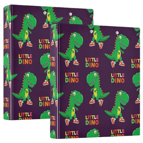 Niedliche grüne Cartoon-Dinosaurier-Sneakers, 3,8 cm, 3-Ringbuch, flexibler D-Ringordner mit Taschen, 3-Ringbücher für Schule, Uni, Büro von RPLIFE