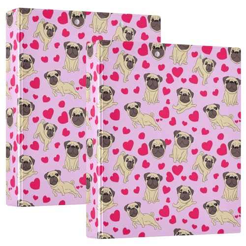 Niedlicher Mops-Herzen, 3-Ringbuch, flexibler D-Ringordner mit Taschen, 3-Ringbücher für Schule, Uni, Büro Niedlicher Mops-Herzen, 3-Ringbuch, flexibler D-Ringordner mit Taschen, 3-Ringbücher für Schule, Uni, Büro von RPLIFE