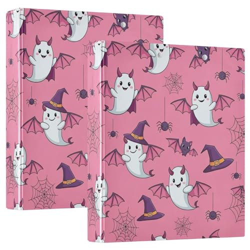 Niedliches Cartoon-Halloween-Geister-3-Ringbuch, 3,8 cm, flexibler D-Ringordner mit Taschen, 3-Ringbücher für Schule, Uni, Büro von RPLIFE