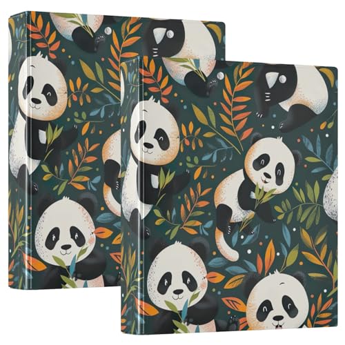 Niedliches Cartoon-Pandas-Blätterbuch mit drei Ringen, D-Ringbuch mit Taschen, dekorative Ordner für Schule, Uni oder Büro, 2 Stück Niedliches Cartoon-Pandas-Blätterbuch mit drei Ringen, D-Ringbuch mit Taschen, dekorative Ordner für Schule, Uni oder Büro, 2 Stück von RPLIFE