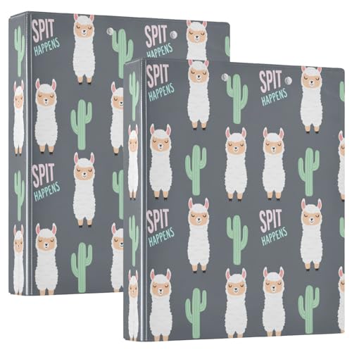 Niedliches Lama, verspielter Cartoon-3-Ringbuch, 3,8 cm, flexibler D-Ringordner mit Taschen, 3-Ringbücher für Schule, Uni, Büro von RPLIFE