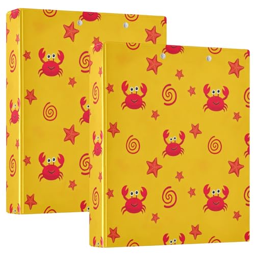 Niedliches rotes Cartoon-Krabben-Drei-Ringbuch, flexibler D-Ringordner mit Taschen, 3-Ringbücher für Schule, Uni, Büro von RPLIFE