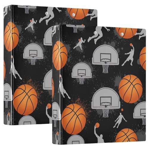 ORANGE Basketballs 3-Ringbuch 3,8 cm, D-Ringbuch mit Taschen, dekorative Ordner für Schule, Uni oder Büro (2 Stück) von RPLIFE